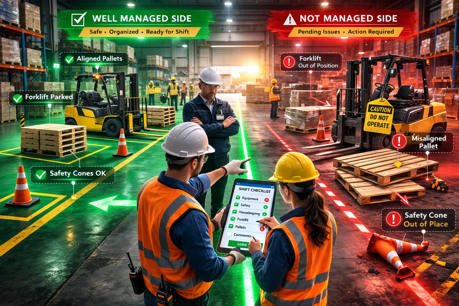 Warehouse Shift Start and End Checklists That Reduce Safety Gaps and Missed Handovers